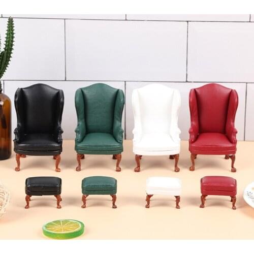 4 colors 1:12 Dollhouse Mini Furniture Miniature Rement Doll Accessories Leather Sofa With Pedal 1:12 Dollhouse Toys Decoration
