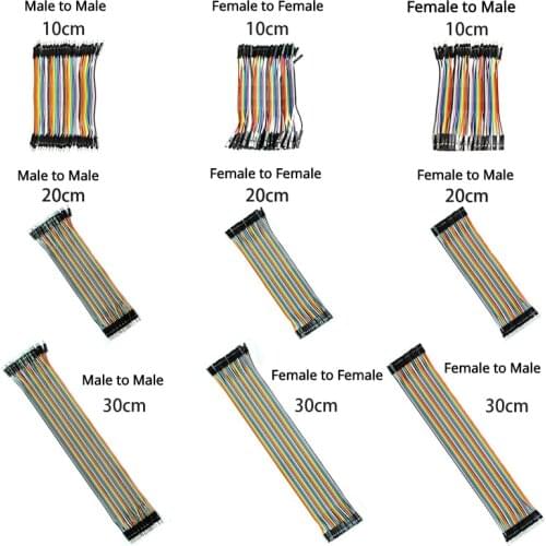 40 PCS per Row 1 Pin Jumper Wire 10cm 20cm 30cm Male To Female Dupont Cable Header Breadboard PCB Connector DIY Electronic Wires