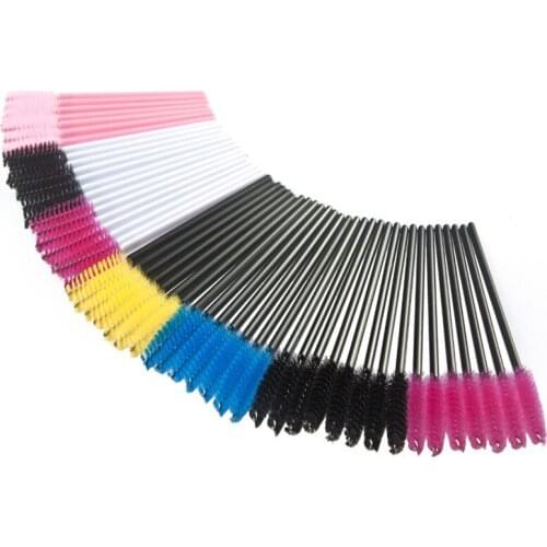 50pcs/pack Colorful Brushes Mascara Wands for Eyelash Extension Disposable Brush Wand Eyelash Mini Brush Makeup Tool