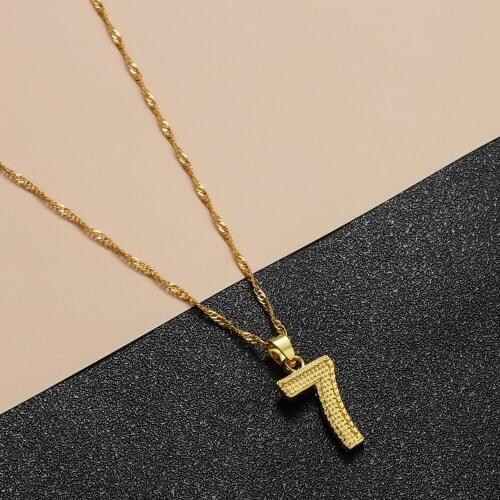 QIAMNI Stainless Steel Numbers 7 Necklaces Pendant Hip Hop Women Men Gothic Chokers Date Year 0 1 2 3 4 5 6 7 8 9 Birthday Gift