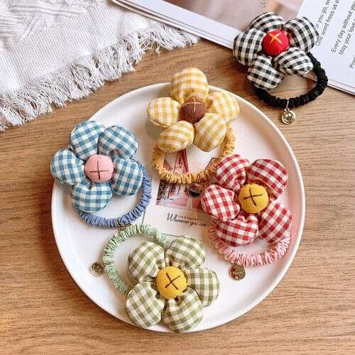 Flower Fabrics Elastic Hair Band Women Girl Kid Sweet Ponytail Bun Scrunchy Hair Ring Rope Headwear Accessories