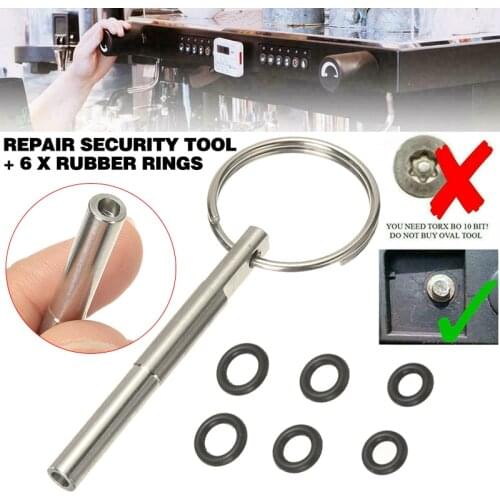 Oval Head Bit Key Opening Tools Screwdriver Removal Service 1Pcs Repair Security Tool + 6Pcs Rubber Rings For Coffee Machine