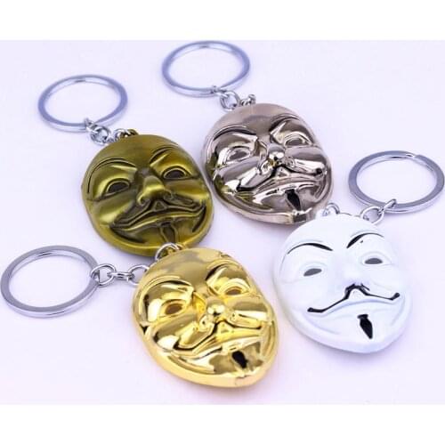 Clown V for Vendetta Keychain Anonymous GUY Mask Metal jewelry gift Men Key Holder Trinket Gift Key Chains Key Ring Llaveros