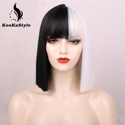 Short Bob Wigs Synthetic Wig with Bangs Cosplay Wigs for Black Women Straight Lolita Wigs Omber Pink/Red/Blonde Wig Hair Natural