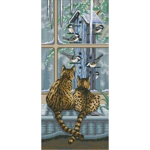 Cat on the balcony patterns Counted Cross Stitch 11CT 14CT 18CT DIY Cross Stitch Kits Embroidery Needlework Sets home decor