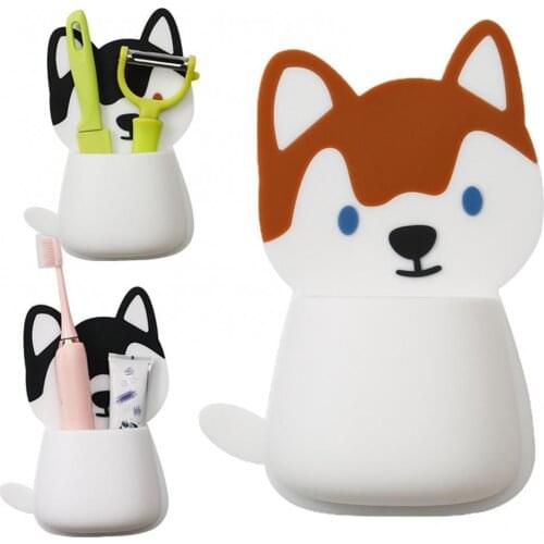 Creative Cute Husky Wall-mounted Animal Toothbrush Holder Bathroom Storage Rack
