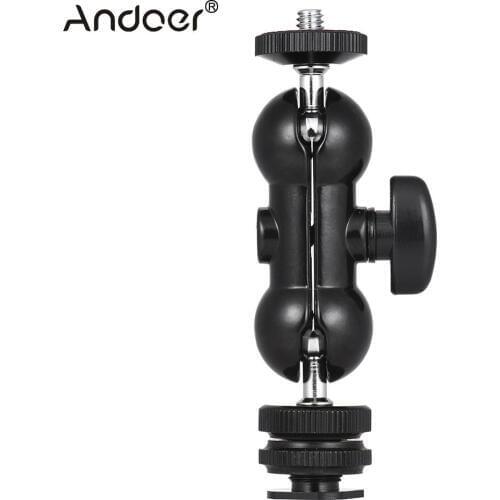 Andoer Multi-Function Double Ballhead Bracket Magic Arm Ballhead with Cold Shoe Mount 1/4" Screw for Monitor LED Video Light