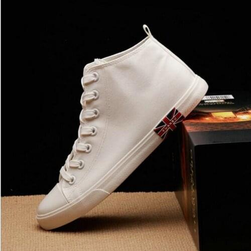 New Summer Autumn Brand Sneaker Breathable Boys Black White high top Canvas Shoes Men Flats Lace-up Mens Casual Shoes 789