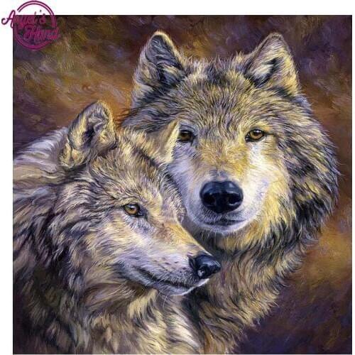 DIY 5D Full Diamonds Embroidery Lovers Wolf square Diamond Painting Cross Stitch Kits Diamond Mosaic Home Decoration