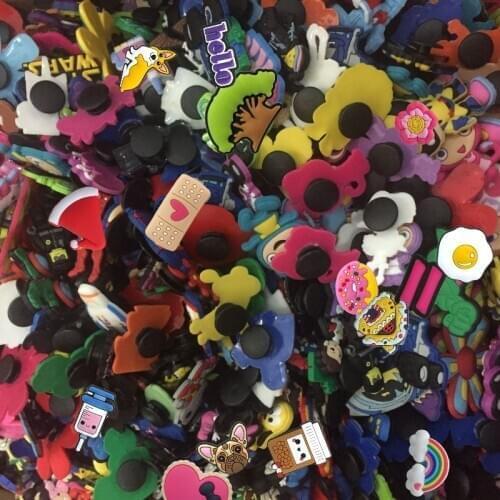 Mixed Lot of 1000pcs Random Shoe Charms for holes on Shoes Bands Bracelets PVC Shoe Buckles Ornaments Fashion Accessories Gifts