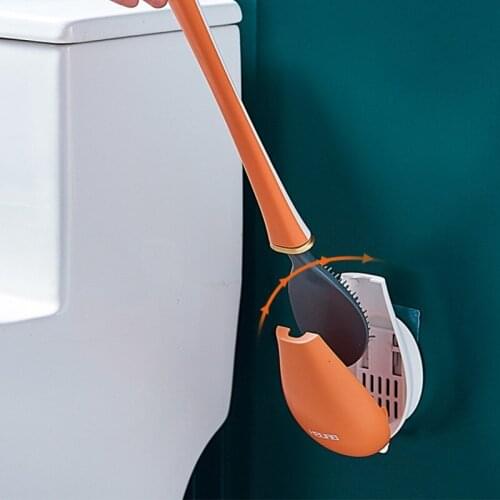 Silicone Water Drop Toilet Brush Set Wall-mounted Cleaning Toilet Brush Holder Set Clean Tool Durable Bathroom