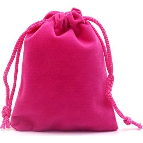 Wholesale 50pcs/lot 7x9cm Hot Pink Velvet Jewelry Bag Favor Charms Jewelry Packaging Bags Small Velvet Drawstring Pouch Gift Bag