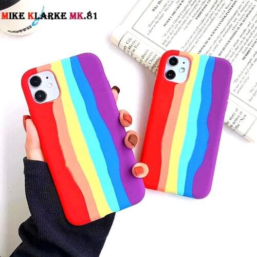 Original Liquid Silicone Rainbow Phone Case For iphone 12 11 Pro Max Mini X Xs XR 7 8 Plus SE 2020 Back Cover