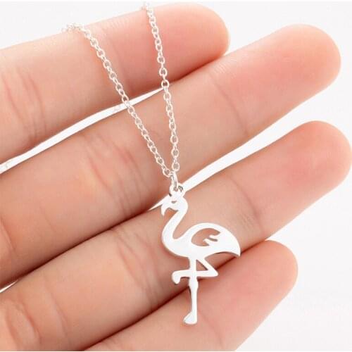 Stainless Steel Flamingo Necklace Tropical Bird Collars Gold Rose Gold Exotic Bird Kid Jewelry Teen Party Gifts