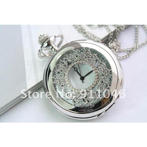 Free shipping retro necklace, carved hollow necklace, watch necklace, sweater chain,Gift Watch 50pcs/lot Hot Sale