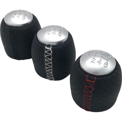 6 Speed Car Styling Gear shift Knob Red White Black Line PU Leather For ALFA ROMEO 159 (05-11) BRERA SPIDER (06-11) Accessories