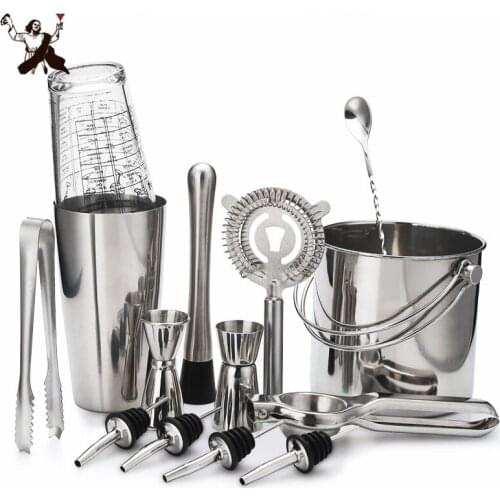 Cocktail Shaker 14pcs Bar Set Stainless Steel Lounge Cup Boston Cup Shaker Cocktail Shaker Bar Tools