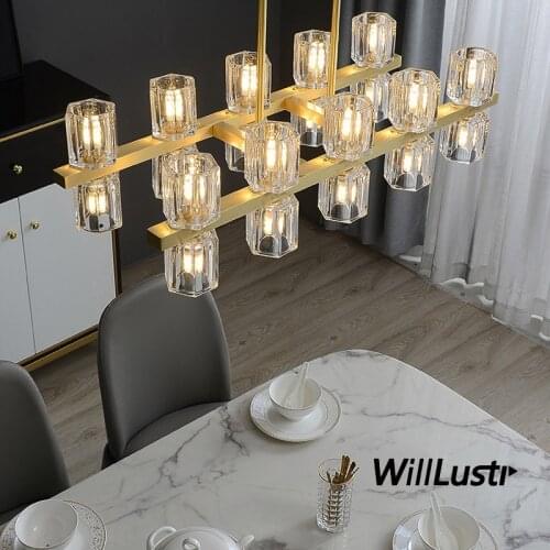 Modern Crystal LED Pendant Light Luxury Copper Suspension Lamp Hotel Restaurant Hall Living Dinning Bedroom G4 Hanging Lighting