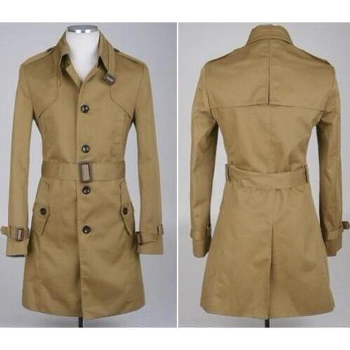 Spring stand collar slim sexy shore trench coat men medium-long overcoat long sleeve mens clothing business outerwear fashion