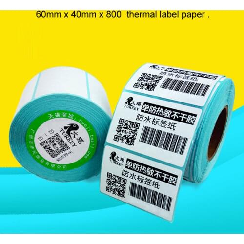 High quality thermal label paper 60mm x 40mm x 800