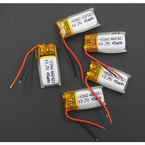 XINJ 5pcs 3.7V 45 mAh Li Polymer Li ion Battery 400921 For DIY bluetooth earphone 3D classes mp3 Record pen speaker smart watch