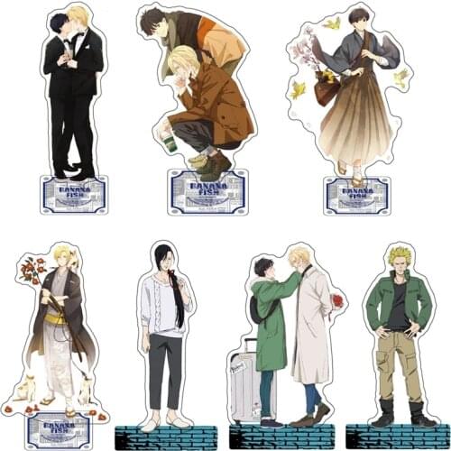 Japan Anime BANANA FISH Ash Lynx Okumura Eiji Cosplay Double Side Acrylic Stand Figure Model Plate + Base Desk Decor Xmas Gifts