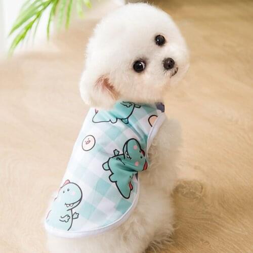 Dinosaur Print Vest Clothing Cartoon Dog Clothes Cute Spring Summer Dogs Small Super Pet Outfits