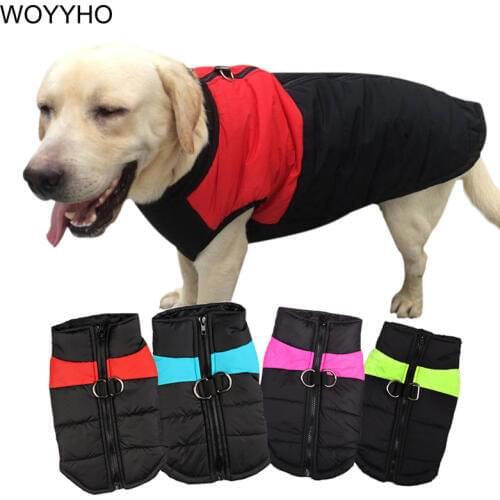 S-5XL Winter Dog Clothes Waterproof Warm Zip-up Pet Padded Vest Jacket Coat Dogs Outfit Ropa Para Perros 4Colors