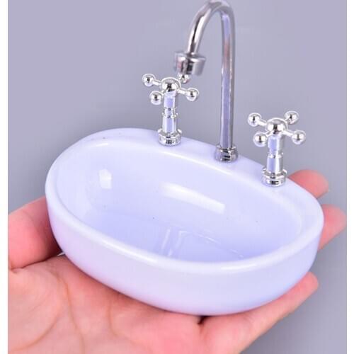 1Pcs Cute Dollhouse Miniature Furniture Bathroom Washbasin For Dollhouse Decals New