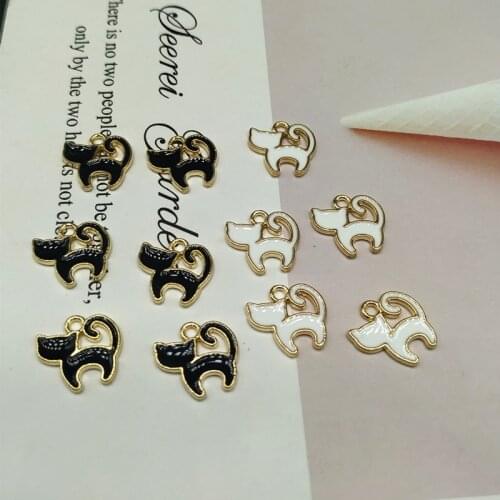 10Pcs/Lot White Black Enamels Cat Charms DIY Handmade Making Necklace Earring Jewelry Pendant Material Accessories 2019 New
