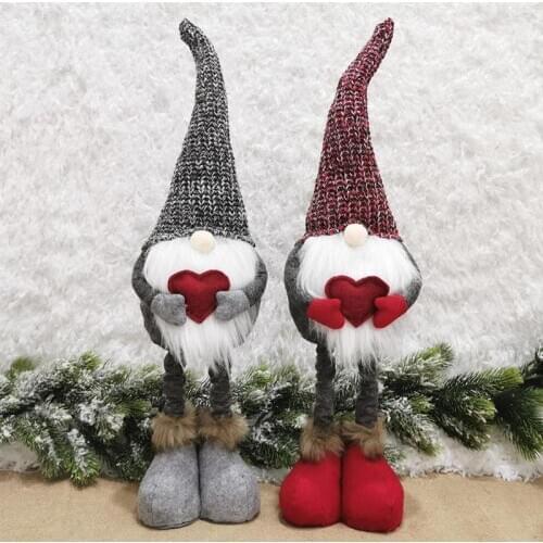 2pcs Christmas Long Legged Gnome Doll Ornaments Extendable Standing Elf Toys Home Party New Year Decor Kids Gifts