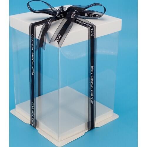 20/25cm Artificial Teddy Rose Bear Box White Gift Box Square Taart Doos for Birthday Party