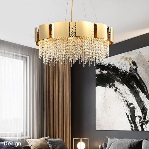2021 NEW Luxury LED Crystal Chandeliers Lighting For Kitchen Living room Loft Hanging Chain Nordic Gold Chandelier Bedroom Lamp