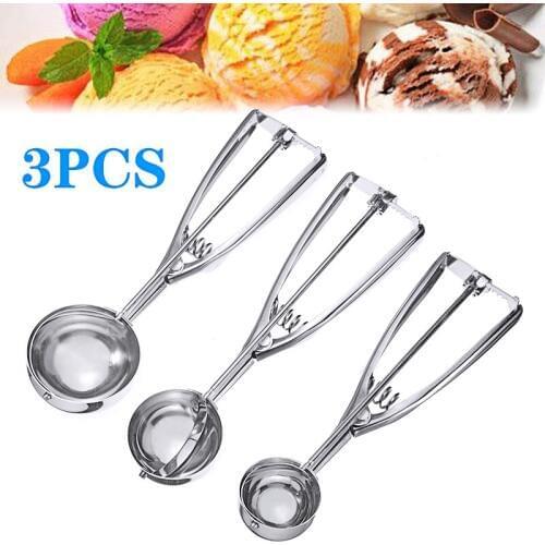 4/5/6cm 3pcs Ice Cream Scoop Ball Head Stack Spoon Fruit Mashed Potatoes Baller Marker DIY Ice Cream Ball Tool Stainless Steel