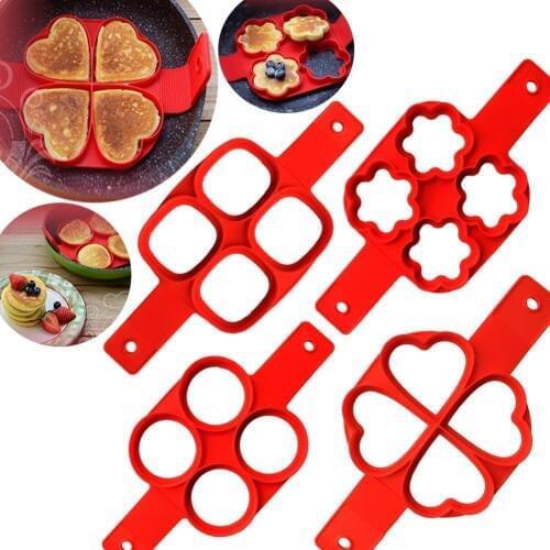 4 Holes Non-stick Silicone Pancake Maker Breakfast Omelette Egg Mold Cooker Kitchen Baking Accessories