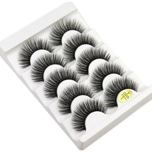 5 Pairs 6D Natural Long Faux Mink Hair False Eyelashes Wispies Lashes Handmade Cruelty-free Criss-Cross Women Makeup Eyelashes