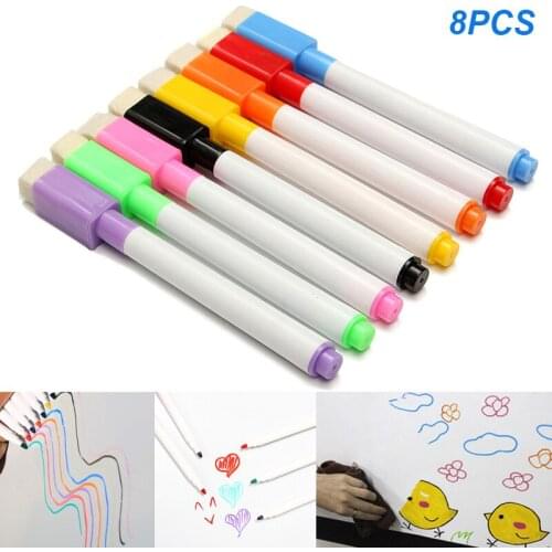 8pcs Color Magnet Pens Magnetic Wipe White Board Markers Built In Erases MUMR999
