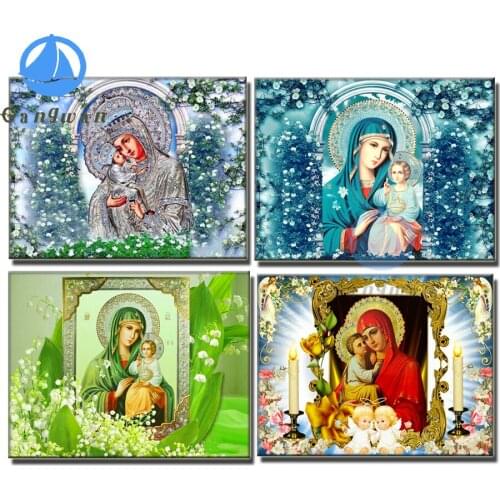 5D DIY Diamond Painting Full Round Drill Religious Madonna & baby Embroidery Cross Stitch child Jesus 5D icon Home Decor mosaic