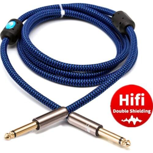 1/4'' TS Mono 6.35mm to 1/4 Inch Male Audio Cable for Amplifier Mixer Electric Guitar Bass Keyboards Instrument Shielded Cords