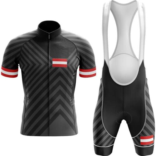 Austria black Cycling Jersey Set Quick-Dry MTB Bicycle Clothes Wear Mountain Bike Clothing 100% Polyester Cycling Set