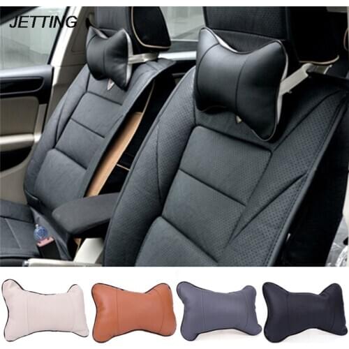 1pc Neck Pillow Auto Seat Cover Head Neck Rest Cushion PU leather Car Headrest Headrest Pillow Automobiles Accessories
