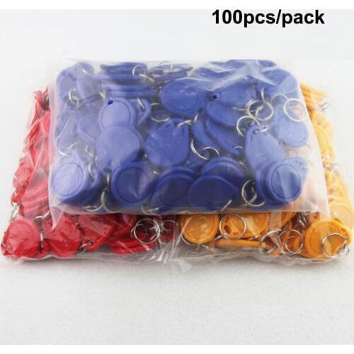 100pcs 13.56MHZ IC tags 1K S50 ABS waterproof ISO IC Key Fobs Access Control Keychain RFID Smart Card Tag