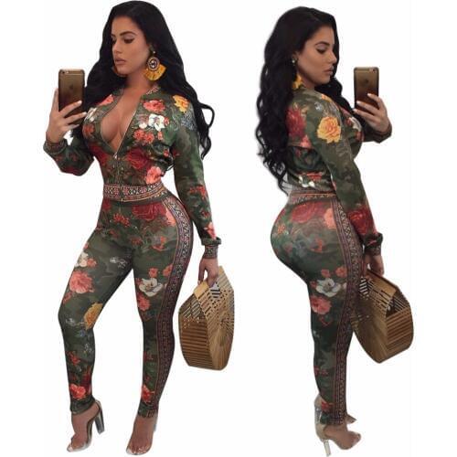 Floral two piece set 2019 Spring Fashion casaul tracksuit women clothes Plus size