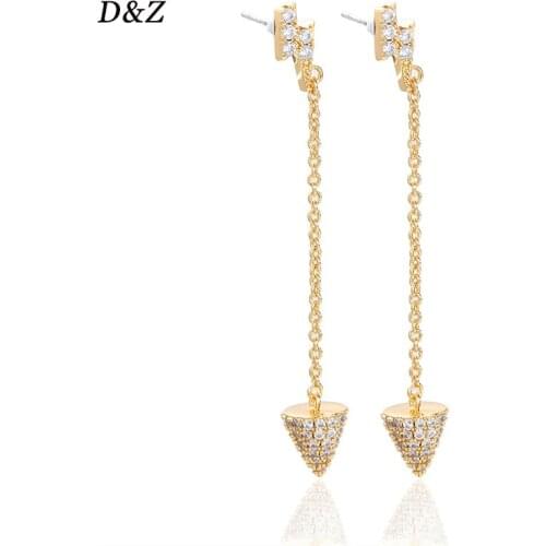 D&Z 1Pair Iced Out Brass Earring Micro Paved AAA+ CZ Stones Hip Hop Punk Fashion Delicate Jewelry Gift For Men Women