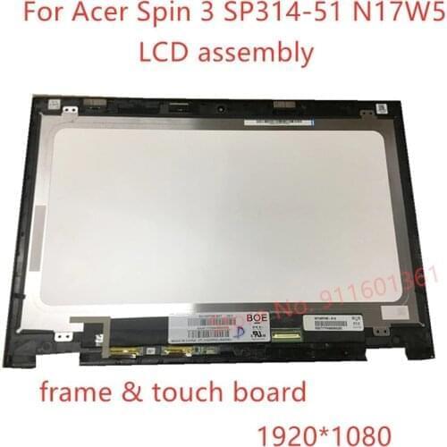 14 inch Display monitor With Frame For Acer Spin 3 SP314-51 N17W5 Touch Digitizer Screen LCD LED Assembly replacement