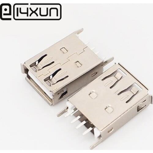EClyxun 10pcs Female USB 2.0 AF 17.5 MM vertical upright board 4 Pin Copper Needle Flat or Curled Edges DIY Connector
