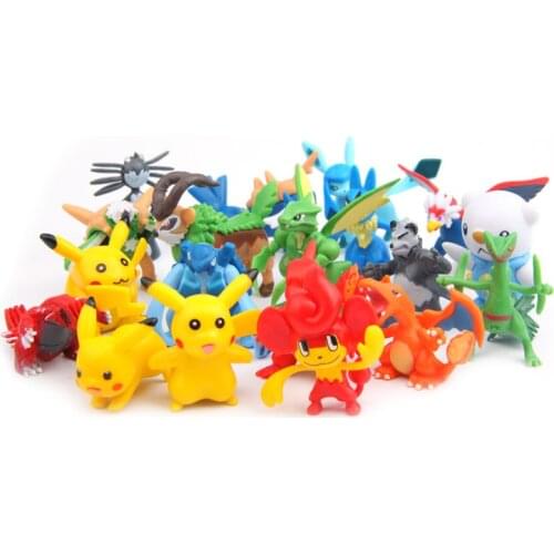10pcs/lot TAKARA TOMY Pikachu Snorlax Dragonite Jigglypuff Zubat Bulbasaur PVC Action Figures Model Toys Random Delivery
