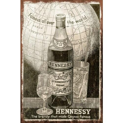 Hennessy Cognac Brandy Decor Signs 12x8 Inch Metal Tin Sign