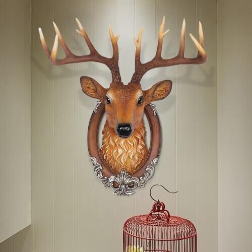 Simulation American deer head decoration wall hanging creative pendant living room entrance wealth deer walls decoration