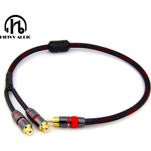 Hifi rca cable Audio signal amplifier cable JACK plug male RCA to two female RCA Interface hifi amp audio wire